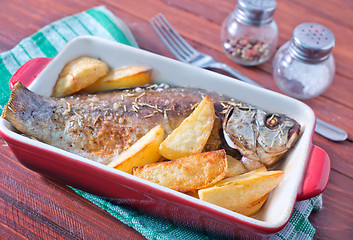 Image showing baked fish and potato