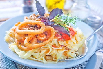 Image showing pasta with seafood