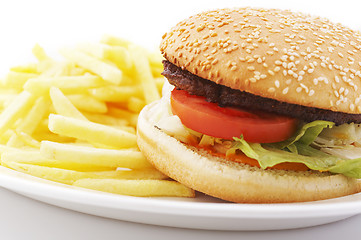 Image showing hamburger and french fries