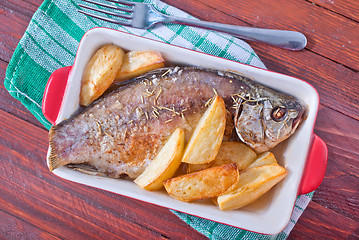 Image showing baked fish and potato