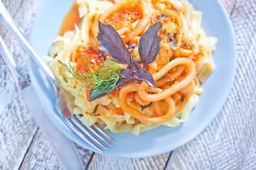 Image showing pasta with seafood