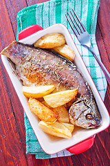 Image showing baked fish and potato