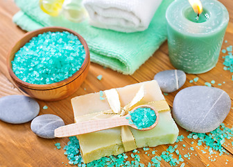 Image showing sea salt and soap