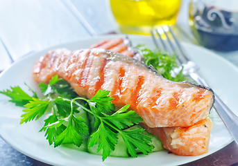 Image showing fried salmon