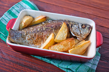 Image showing baked fish and potato