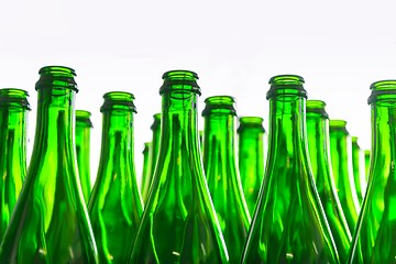 Image showing Many bottles on conveyor belt