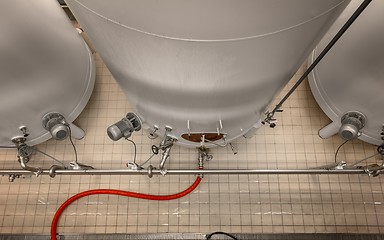 Image showing Large industrial white silos in modern factory