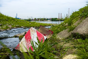 Image showing Sewage Water flowing into the river