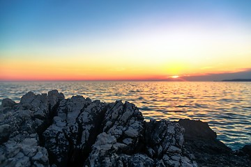 Image showing Beach with rocks and a cloudy sky