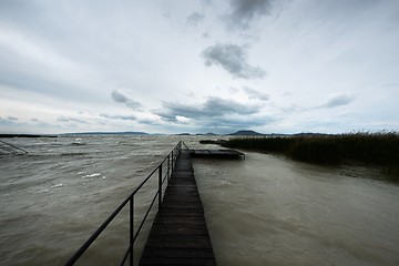 Image showing Wooden path trough the lakes