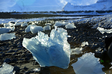 Image showing Ice floes at glacier lagoon Jokulsarlon in the evening sun