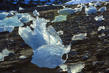 Image showing Ice floes at glacier lagoon Jokulsarlon in the evening sun