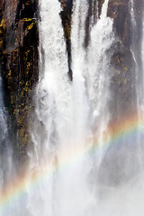 Image showing The Victoria falls with rainbow on water