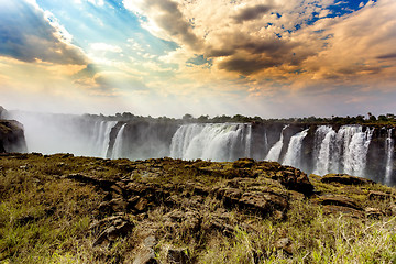 Image showing The Victoria falls with dramatic sky HDR effect