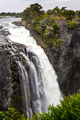 Image showing The Victoria falls with mist from water