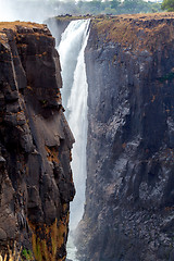 Image showing The Victoria falls with mist from water