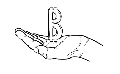 Image showing bitcoin symbol and hand