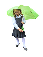 Image showing little girl plays with umbrella