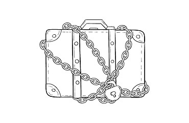 Image showing suitcase with chain and lock