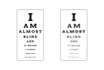 Image showing sharp and unsharp snellen chart (almost blind)