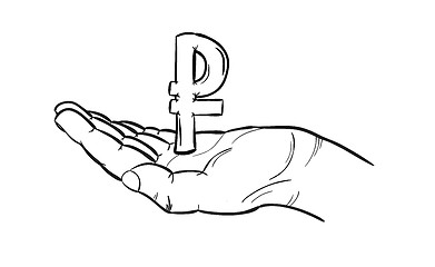 Image showing ruble symbol and hand