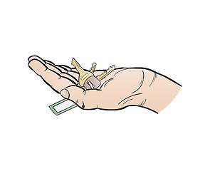 Image showing human hand and keys