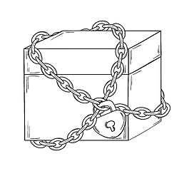 Image showing closed paper box with chain and lock