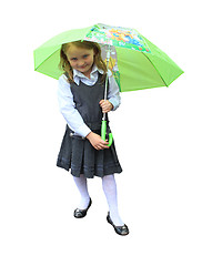 Image showing little girl plays with umbrella