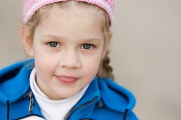 Image showing Portrait of four-year girl in a hat