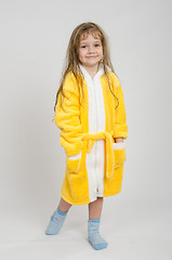 Image showing Portrait in full growth girl bathrobe