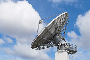 Image showing Big radar parabolic radio antenna global information data stream