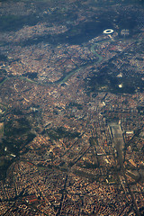 Image showing Aerial view of Rome, Italy from airplane window 