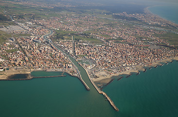 Image showing Fiumicino, near Roma, Lazio, Italy from airplane window 