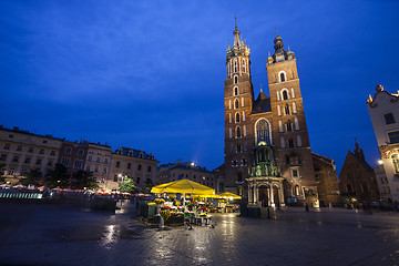 Image showing Church of St. Mary in Krakow Main Market Square 