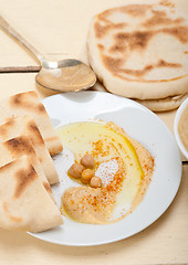 Image showing Hummus with pita bread 