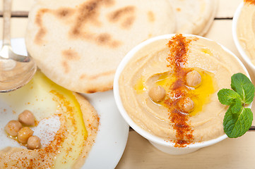 Image showing Hummus with pita bread 