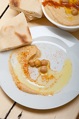 Image showing Hummus with pita bread 