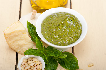 Image showing Italian basil pesto sauce ingredients