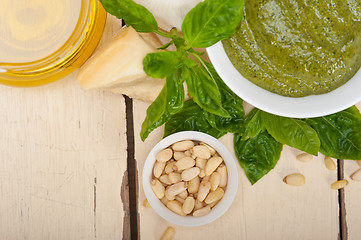 Image showing Italian basil pesto sauce ingredients