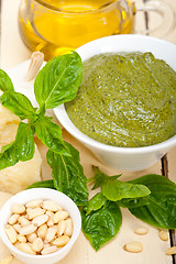 Image showing Italian basil pesto sauce ingredients