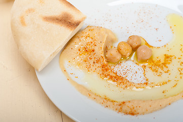 Image showing Hummus with pita bread 