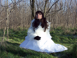 Image showing The young bride in a white dress on the nature 1