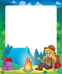 Image showing Summer frame with scout girl theme 1