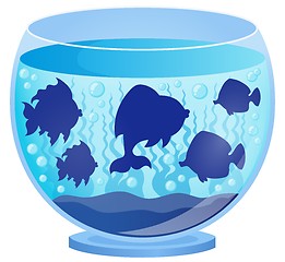 Image showing Aquarium with fish silhouettes 2