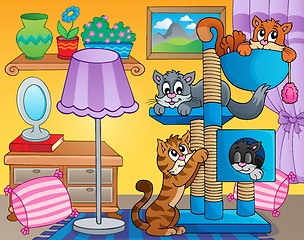 Image showing Room with happy cats