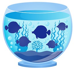 Image showing Aquarium with fish silhouettes 1