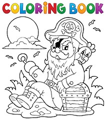 Image showing Coloring book with sitting pirate