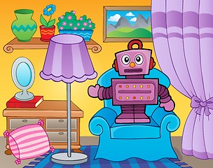 Image showing Room with retro robot