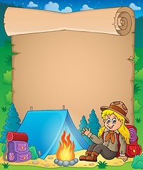 Image showing Parchment with scout girl theme 1