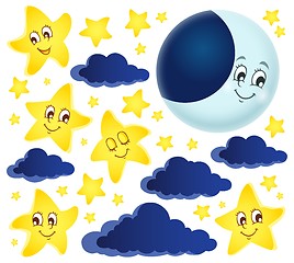 Image showing Moon and stars theme collection 1